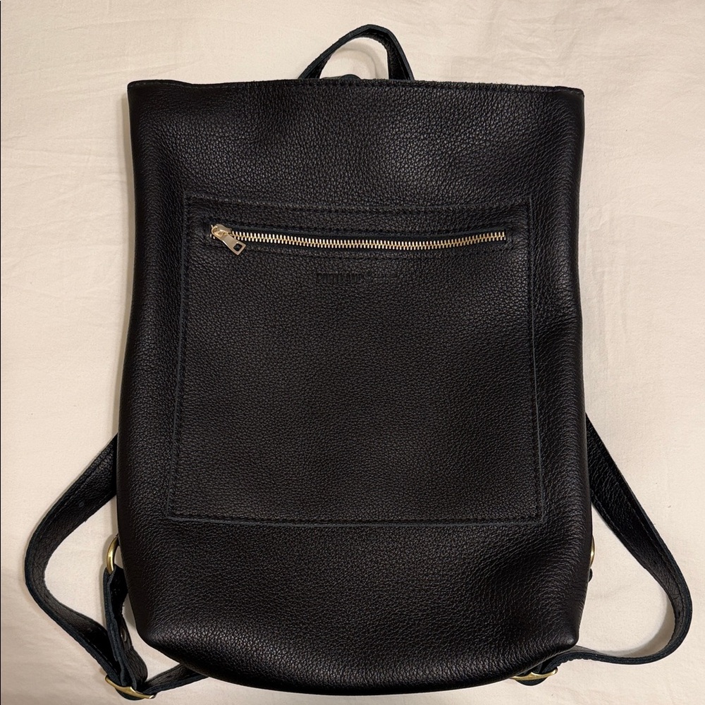 Black Portland Leather Large Backpack